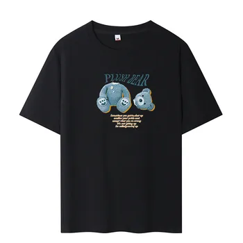 Yaloo 2023, пролет/лято, нова памучен свободна тениска с къс ръкав, модни универсална тениска унисекс с анимационни герои Cuthead Bea