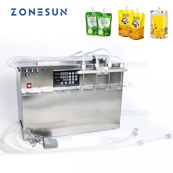 ZONESUN Самовсасывающая машина за бутилиране на течни напитки в опаковки Doypack, опаковъчна машина с прибиращ се накрайник
