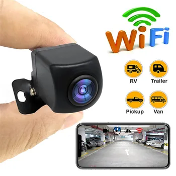 Автомобилна камера, Безжична WiFi HD 1080P 170 Широк ъгъл на видимост, универсална водоустойчива автомобилна камера за обратно виждане, автомобили резерв на място, автомобилни аксесоари