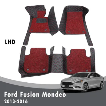 Автомобилни стелки за Ford Fusion Mondeo 2015 2016 2013 2014, килими, луксозно двупластова метална панта, кожа за интериора на колата, водоустойчив