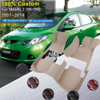 Автомобилни стелки за Mazda Mazda2 2 Demio DE DH 2007 ~ 2014 кожени постелки, водоустойчив килими, детайли на интериора, автомобилни аксесоари, 2008