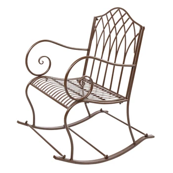 Американското ковано желязо, ретро улично люлеещ се стол пейка градински стол парков стол украса за отдих в градината Тъмно кафяво