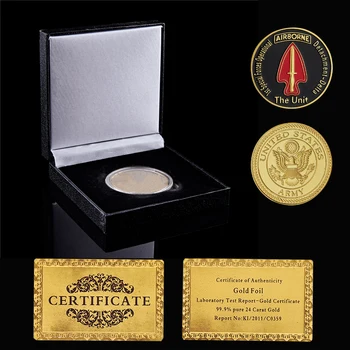 Армията на САЩ Единица 1st Special Forces Operational Въздуха Златен предизвикателство Eagle Монети с дисплей в кутия