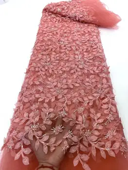Африкански Френска дантела плат с пайети 2022 Бродерия Тюл Дантелени платове с пайети за шивашки сватбена рокля в Нигерия