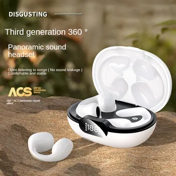 Безжична Bluetooth слушалка с клипсой 5,3, спортни слушалки с клипсой за костна проводимост, по-дълги издръжливост, tws-слушалки