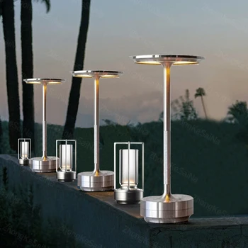 Безжична бар настолна лампа в стил ретро, светодиодна настолна лампа с докосване на затъмняване, акумулаторна атмосферни нощна лампа за ресторант/кафене/хотелска декор