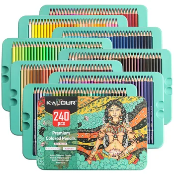 БРОЙ 240 цвята, комплект цветни моливи, молив за чертане, двигателят е с мазителна пастел, професия, моливи за чертане, подарък кутия, ученически пособия
