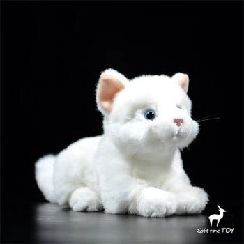 Бяла котка Благородна аниме сладък плюшен коте, плюшени играчки, реалистични животни, с имитация на нежна кукла, играчка Кавай за деца