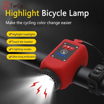 Велосипеден Ритник Предния Фенер със Силен звуков маркер USB Акумулаторна Разговор За Планински Велосипед Електрически Нощен Велосипеден Фенерче МТБ Аксесоари