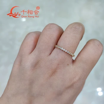 Вечността пръстен 1/2 от жълто злато, 18 Карата, цвят D, 1,7 мм, с кръгло диамантен пръстен HPHT, лабораторни пръстени с диаманти, годежни пръстени за жени, за сватба парти