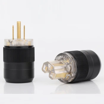 Висококачествен позлатен прозрачна штепсельная щепсела на ac САЩ, захранващ кабел Hi-Fi, джак 