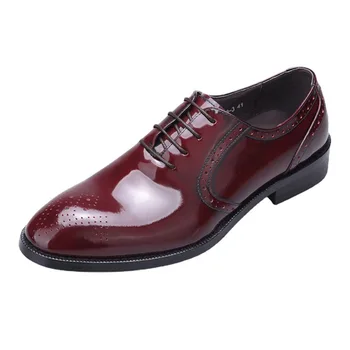 Висококачествени обувки от естествена кожа, мъжки дизайнерски обувки, мъжки есенно-зимни мъжки бизнес обувки в стила на британския ретро от телешка кожа дантела