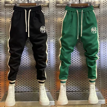 Висококачествени Спортни Панталони за Джогинг На Открито, Модни Избродирани Панталони на Райета, Луксозна Дизайнерска Марка Дрехи