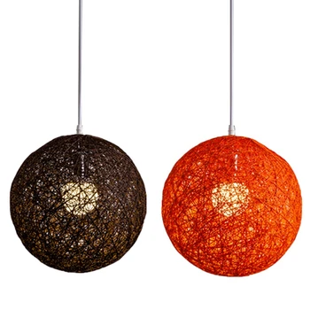 ГОРЕЩО-2X кафе/orange полилей с топки от бамбук, ратан и коноп, индивидуален творчески сферична лампа от ратан във формата на гнездото