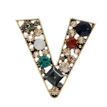 Дамски брошки CINDY XIANG с кристали във формата на буквата V, реколта лъскави модни жени, аксесоари за дрехи, високо качество, на новост 2021