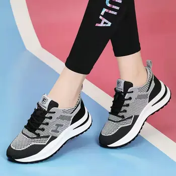 Дамски вулканизированная обувки за отдих и спорт, пролетни нови плоски дишащи обувки за бягане 2023, дамска мода, универсална мрежа