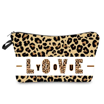 Дамски косметичка с леопардовыми букви, персонализирани козметични чанти, чанта-органайзер за пътуване, дамски косметичка, студентски чанта за писалки