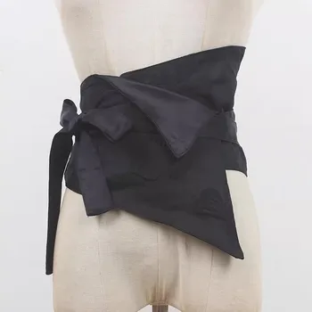 Дамски модни широк колан от черен плат, женствена рокля, корсет, колан, бижута за колан, широк колан R2565