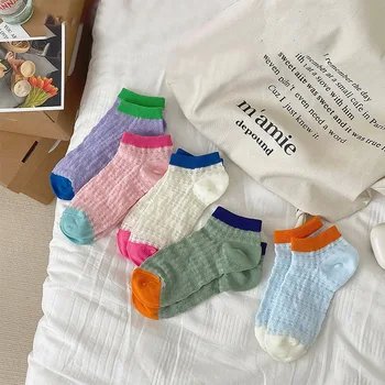 Дамски чорапи, Лято 2023, Нови Цветни Сладки Чорапи Среден размер В Корейски Стил, Пресни Дишащи Памучни Чорапи За екипажа, Японската Мода За Момичета