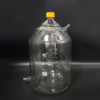 Двуетажно цилиндрична колба с плоско дъно с един провлак, с Капацитет от 10 000 мл, GL45mm, бутилка за реактор с мезонинной обвивка, бутилка за реагент