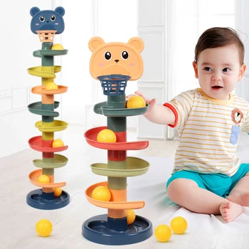 Детска Играчка, Въртящи Катящийся Топката Пълзяща Кула Играчка За Деца Въртящи Песен За Ранно Образование Играчка За Подреждане На Топката Подарък Кутия За Деца