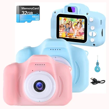 Детска Селфи цифров фотоапарат мини забавни играчки за деца, Подарък за рожден ден на дете 2-инчов гледане на HD-видео запис 1080P