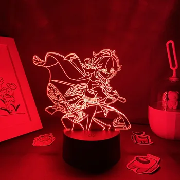Детска фигурка Genshin Impact Kaedehara Kazuha 3D led нощни лампи Подаръци за приятелите Декор на масата в стаята за игри Неонови лава лампи Манга