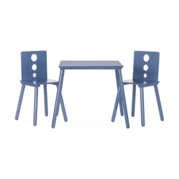 Детски комплект от дървена маса и стол Cirque (2 стола в комплекта), выстиранный син деним