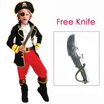 Детски Пиратски Костюми на Капитан Джак за Момчета с Игрушечным Нож на Хелоуин, Пурим, Карнавал, Маскарад, Облекло за Mardi Gras