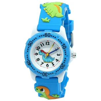 Детски часовник с динозавром, кръгъл циферблат, силиконови спортни детски водоустойчиви часовници за малки деца, подарък за момичета и момчета