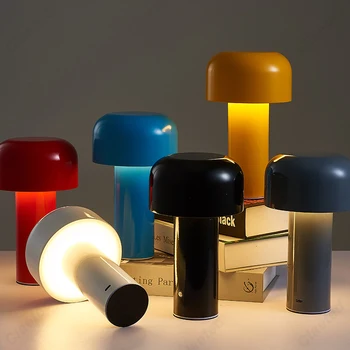 Дизайнерска настолна лампа във формата на гъба, лека нощ, преносима безжична сензорна акумулаторна декоративна лампа, USB нощна лампа, таблица лампа