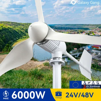 Доставка за ЕС 5 дни Galaxy Gang 6000 W Вятърна Мелница Турбина GeneratorKit с Мощност 6 кВт 3 Остриета от 24 До 48 С Хибридна система за MPPT Зарядно устройство