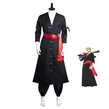 Едно парче cosplay ВАО АЕЦ Държава Ророноа Zoro Cosplay костюм екипировки Кимоно Хелоуин кралят костюм