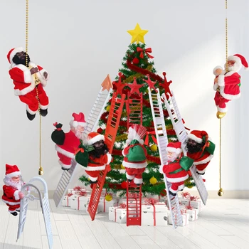 Електрически Дядо Коледа, взбирающийся по стълбите, Коледна плюшен кукла, креативна музика, Коледен декор, играчки за деца, за дома, коледа, коледни подаръци за рожден ден