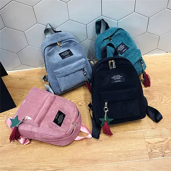 Женски мини вельветовый раница, дамски еко-проста холщовая чанта на рамото, дамски ежедневни малки пътни чанти, раница за тийнейджъри