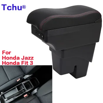 За Honda Jazz подлакътник Кутия за Honda Fit (Jazz 3 автомобилен подлакътник 2014 2015 2016 2017 2018 2019 2020 подлакътник кутия за съхранение на авточасти