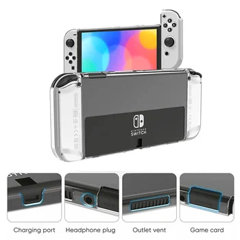 За Nintendo Switch OLED CaseTransparent PC Crystal Shell Защитно покритие Закрепляемый Калъф е Съвместим с конзола Joy-Con Control