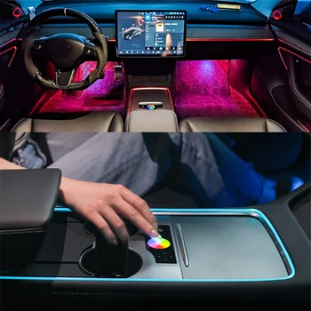 За Tesla, Модел 3 модел Y 2021 app control вътрешно осветление на централната багажник на кола покритие рожка app control Украса вътрешна лампа