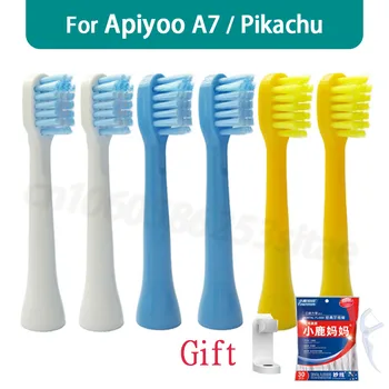 За Детска Електрическа четка за зъби Apiyoo A7/Pikachu Сменяеми Дюзи за Почистване на зъбите С мека Четка DuPont Дюзи За Миене на Зъбите