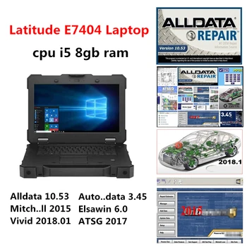 За лаптоп Dell E7404 Rugged Extreme 7404 процесор i5 8G Ram памет с Alldata, Mitch..ll, Atsg, Vivid 2018,01, Elsa, авто данни Инсталирани добре