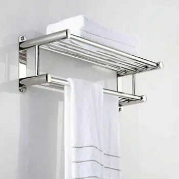 Закачалка за хавлии от неръждаема фаянс стомана, аксесоари за баня, 40 см, 2 слой, рафтове за халати, удебелена закачалка за съхранение