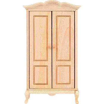 Играчка модел гардероб, мини-декор, домашна корпусна мебел в мащаб 1: 12, дървени декори