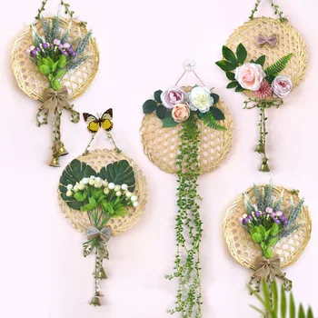Имитация на цвете Кръгли изделия от бамбук, ръчно изработени Цветя творчески чар на Детска градина, Материали за декорация на интериора на дома