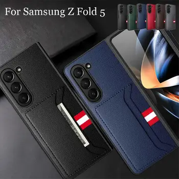 Калъфи За Samsung Z Fold 5 На Допир Кожен Калъф За телефон Galaxy Z Fold5 5G Слот за ID-карти Портфейл Калъф за Телефон с Твърд Филм