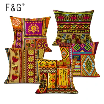 Калъфка в африканския стил с племенните етнически геометричен модел, декоративна калъфка за възглавница, бельо калъфка за дивана, домашен декор