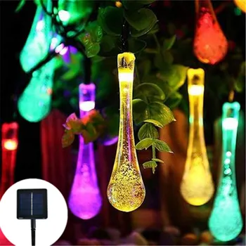 Капки вода LED Слънчева светлина Външна Лампа Струнни Фенери За Празника на Коледно Парти Водоустойчив Приказна Светлина на Градински Венец Декор