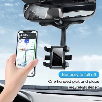 Кола за телефон с възможност за завъртане на 360 °, выдвижное автомобилно огледало за обратно виждане, скоба за телефон, универсален държач за мобилен телефон с GPS