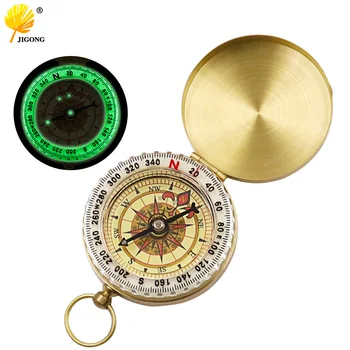 Компас-мида от чиста мед, компас, уличен многофункционален метален компас със светещи джобен часовник