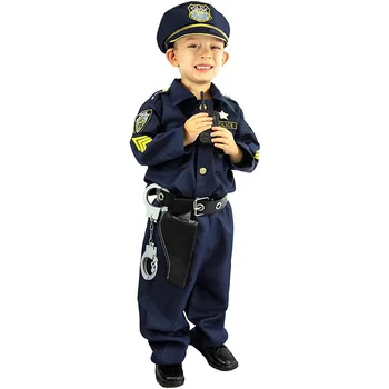 Комплект дрехи за cosplay в полицейска униформа за момчета, костюми за изпълнения на Хелоуин, комплект дрехи за сценичното представяне за деца