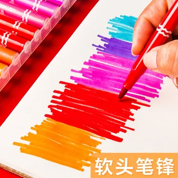 Комплект от 36 цвята, благородна писалка за рисуване с акварел мек връх, моющийся художествен маркер, нетоксичен пастелно маркер на водна основа